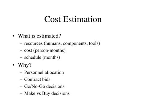 PPT - Cost Estimation PowerPoint Presentation, free download - ID:5082637