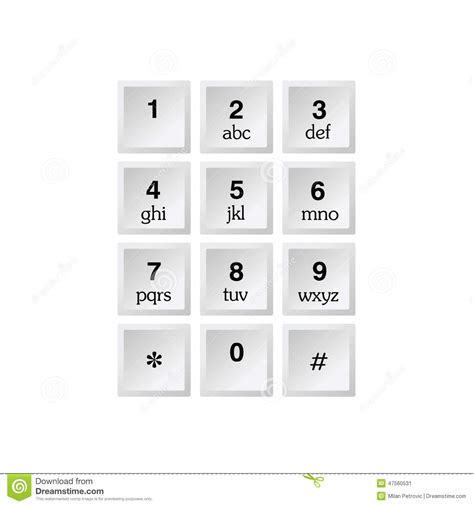 The charts below display all the letters of the german alphabet, lowercase and uppercase, and the numbers 1 to 10. Phone Number With Alphabet Kayboard Stock Vector - Image: 47560531