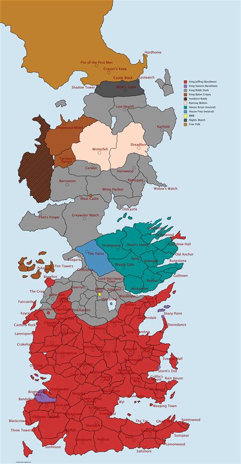 Spoilers Main Map Of Westeros At The Start Of Asos Rasoiaf