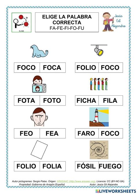 Ejercicio De Elige La Palabra Correcta Con Fa Fe Fi Fo Fu MayÚsculas 1