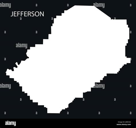 Jefferson County Map Of Alabama Usa Black Inverted Illustration Stock