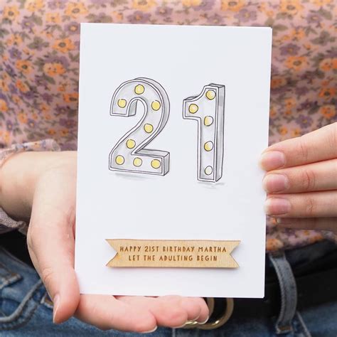 Personalised Marquee Lights 21st Birthday Card In 2021 21st Birthday
