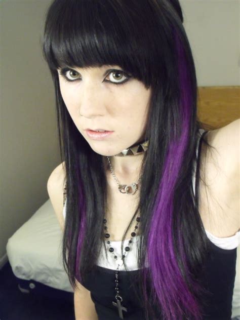 Sleek plum hair with purple highlights purple streaks on Tumblr