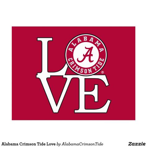 Alabama Crimson Tide Love Postcard | Zazzle.com | Alabama crimson tide, Alabama crimson, Alabama 