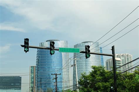 Overhead Traffic Lights In City Road Rules Stock Photo Image Of