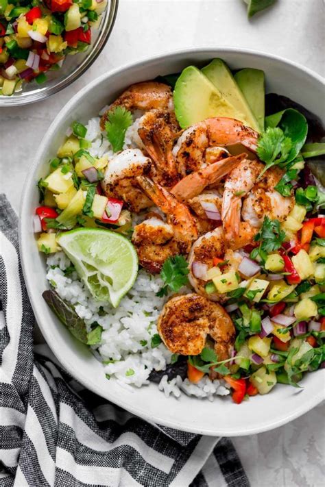 Shrimp Bowls With Coconut Cilantro Lime Rice And Pineapple Salsa Can Be