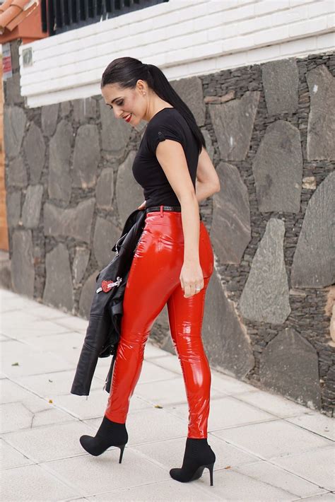 Sexy Hot Red Phatphatiya Rider Pvc Trousers Latex Pants Latex Dress Cheap Boutique Clothing