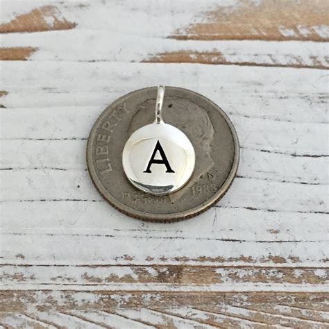 Alphabet Charm Sterling Silver Letter Round Initial Charms Etsy