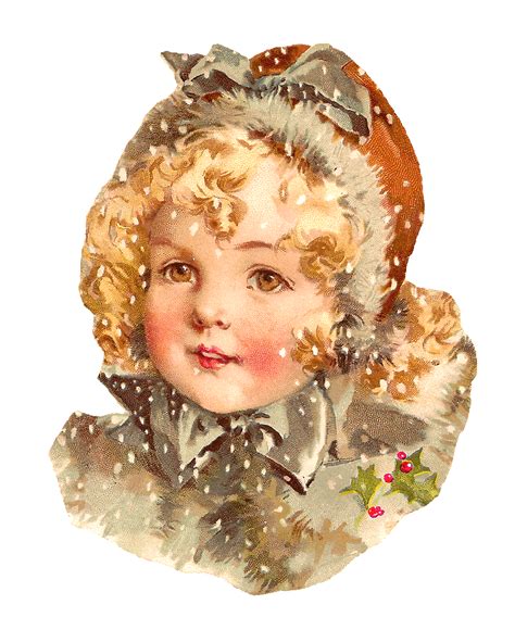 Antique Images: Clip Art Pretty Winter Girl Digital Christmas Printable png image
