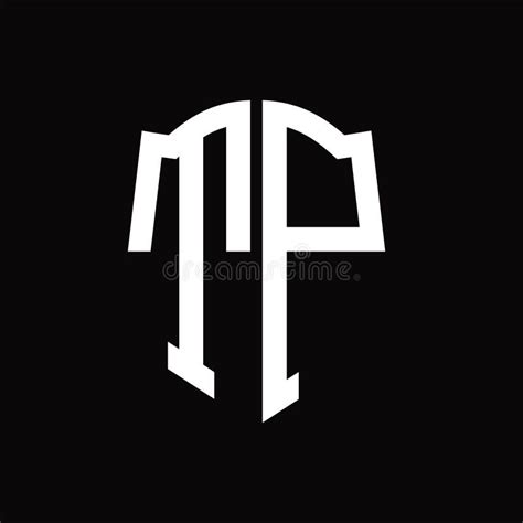 Tp Logo Monogram With Shield Shape Ribbon Design Template Stock Vector