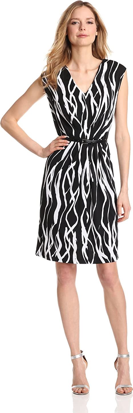 Jones New York Womens Extended Shoulder Pleated Waist Dress Jet Black