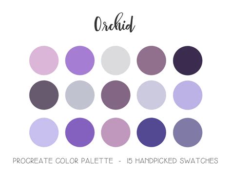 Purple Color Palette Procreate Swatches Shades Of Lavender Etsy