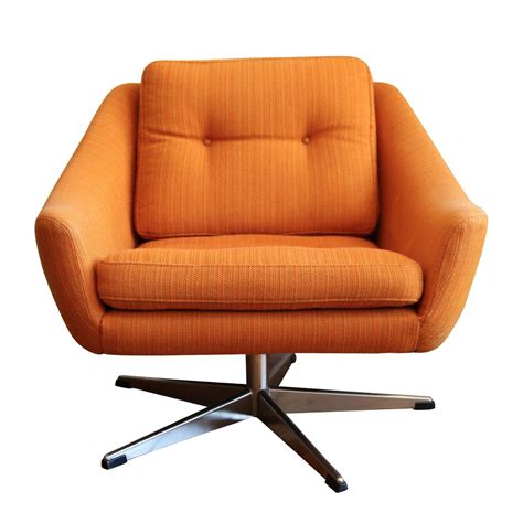 Orange Mid Century Swivel Chair Chairish