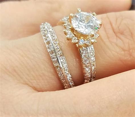 Yellow Gold 14k Round Man Made Diamond Engagement Ring Womens Wedding