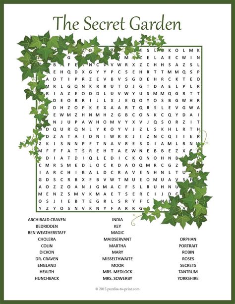 A Word Search Puzzle To Use While Reading The Secret