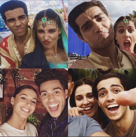 Collage Of The Lovely Mena Massoud And Lovely Naomi Scott Aladdin