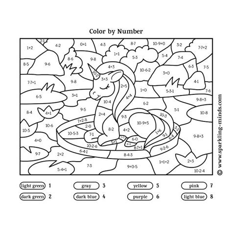 For kids & adults you can print color by number or color online. Unicorn Color by Number (Addition and Subtraction in 2020 ...