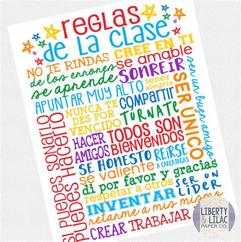 16x20 spanish classroom rules poster reglas de la clase spanish classroom art poster for