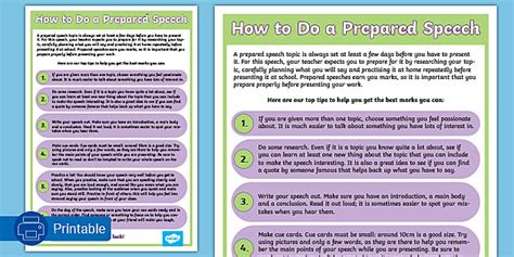 Top Tips On How To Do A Prepared Speech Poster Twinkl