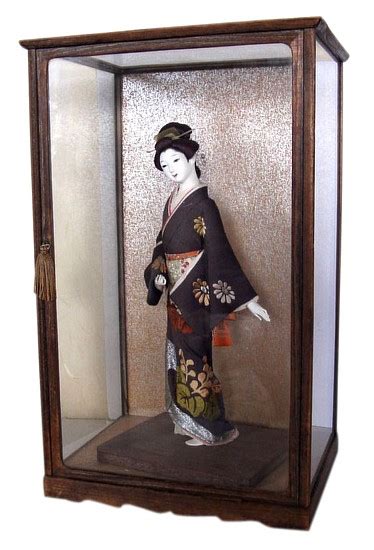 Japanese geisha collectible doll w hat in a wooden wood glass case vintage nice! Japanese antique doll of a Samurai daughter Buke Musume ...