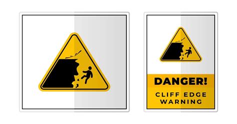 Danger Falling Fall Cliff Edge Warning Sign Label Symbol Icon Vector