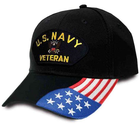 Us Navy Veteran Eagle Seal Hat With American Flag Bill