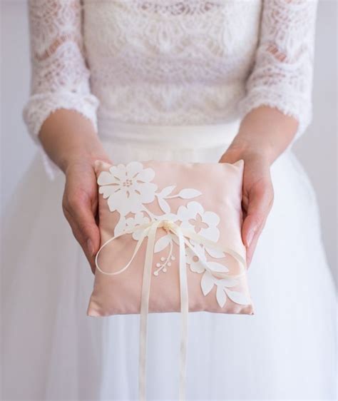 This Sweet And Dainty Blush Ring Bearer Pillow By Isellebridalstudio