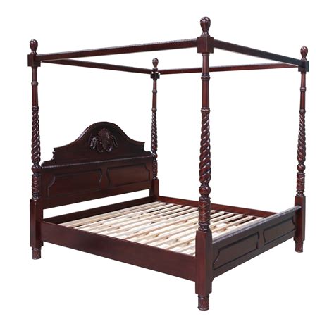 Solid Mahogany Victorian 4 Poster Canopy Bed Antique Style Bedroom