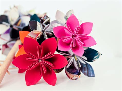 Origami Flowers Bouquet Folded With Colored Paper And A Etsy