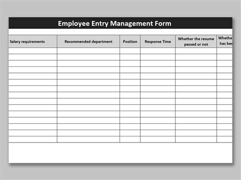 Excel Of Employee Entry Management Formxlsx Wps Free Templates