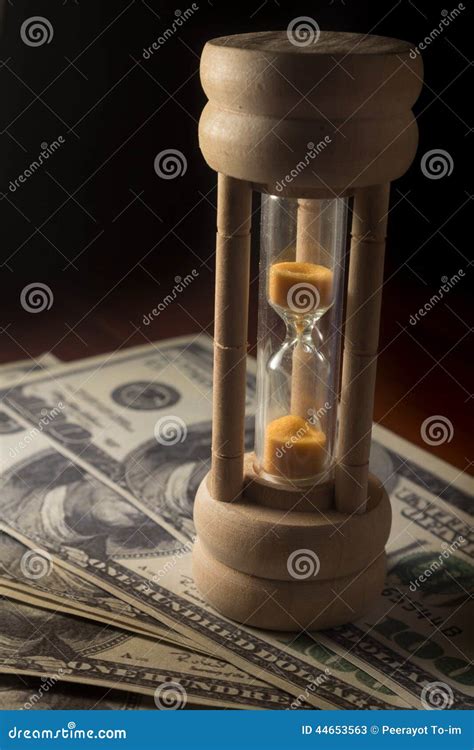Still Life Hourglass With Moneytime And Business Concept Stock Image