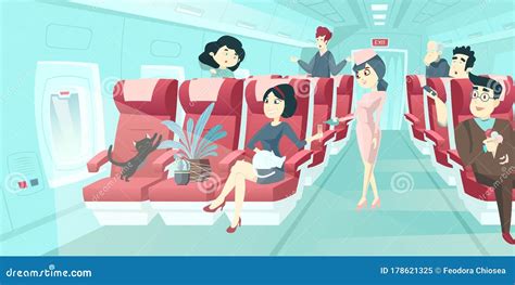 Vector Of Various Passengers Inside Airplane Stock Illustration Illustration Of Happy Plane