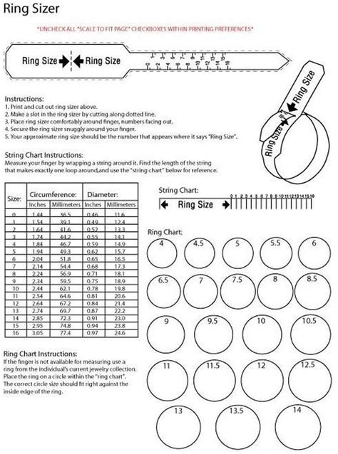 How To Measure Ring Size Chart Printable
