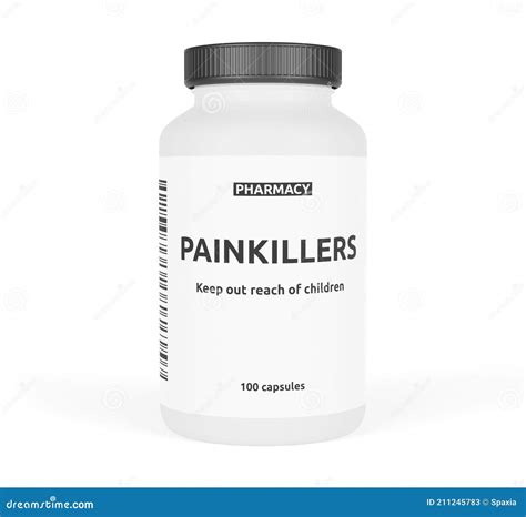 Painkiller Pills Bottle Isolated On White Background Stock Illustration