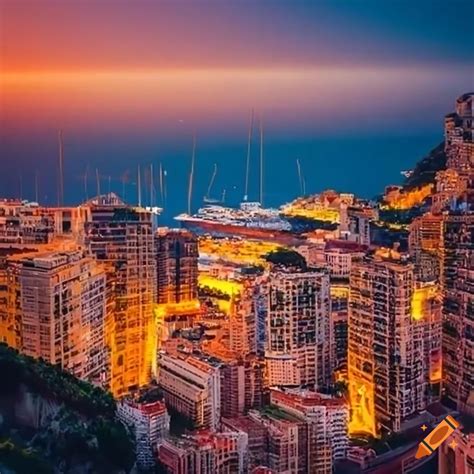 Monaco Skyline Breathtaking Sunset On Craiyon