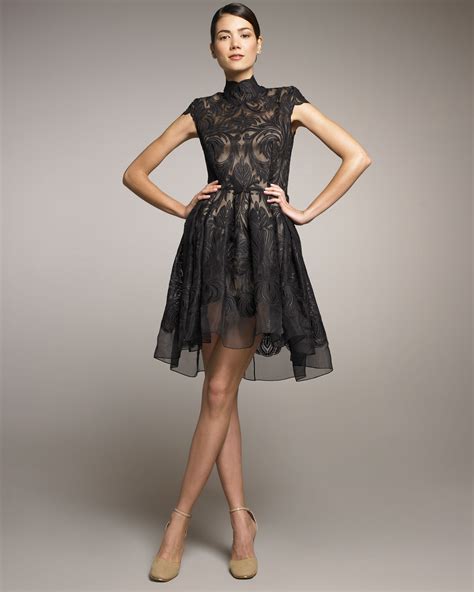 Lyst Stella Mccartney Lace Full Skirt Dress In Black