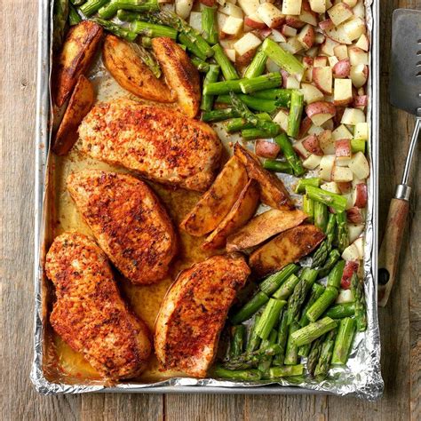 Roast in the oven until the pork reaches an internal temperature of 145 degrees f, about 50 minutes. 41 Sheet Pan Dinners to Make Tonight | Easy pork chop ...