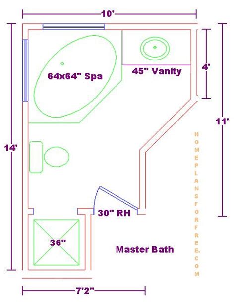 Here is an efficient way to get all of those program elements into an 8' x 12' space (less than 100 square feet). Master Bathroom 10x14 Design Ideas with 14x14 Master ...
