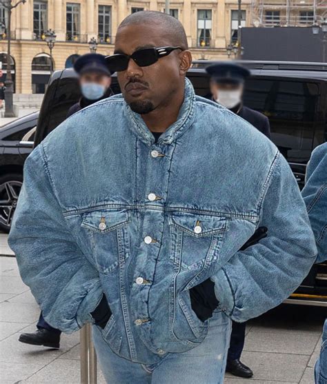 Yeezy Kanye West Blue Puffy Denim Jacket Kanye Denim Jacket