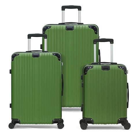 Luggage Set Of 3 Retractable Handle Green Suitcase Set 4 Twin Spinner