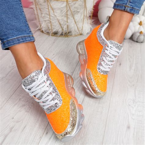 Womens Ladies Hidden Wedge Glitter Sparkle Trainers Sneakers Women Party Shoes Ebay
