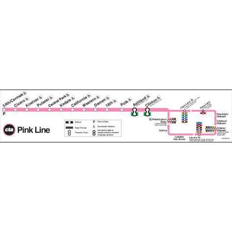 Chicago Transit Authority Pink Line Map Poster