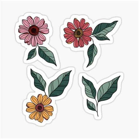 Spring Daisies Sticker Set Sticker For Sale By Rahmab Redbubble