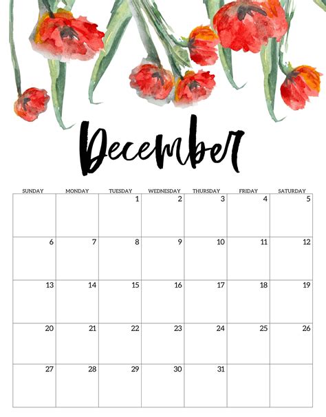 Floral December 2020 Calendar Template Cute Calendar Unique Calendar