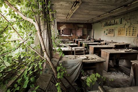 Abandoned Chernobyl Today Abandoned Classroom With Nature Slowly