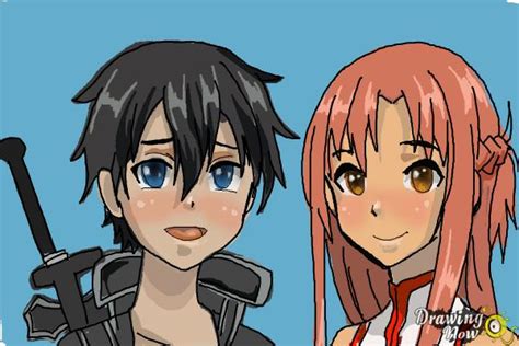 How To Draw Asuna And Kirito From Sword Art Online