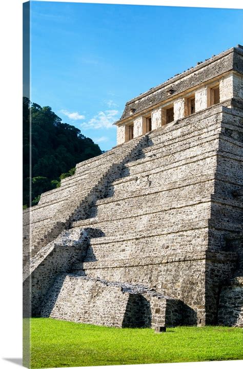 Palenque Temple Of Inscriptions At Mayan Archaeological Site Wall Art Canvas Prints Framed