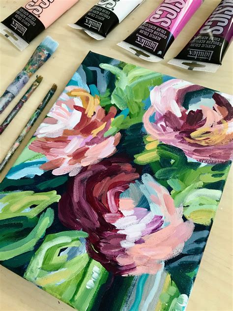 Ideas For Painting Easy Abstract Flowers On Canvas With Acrylic Paint