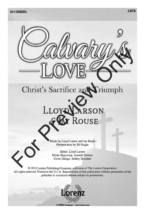 Calvary S Love Satb Choral Score Arr J W Pepper Sheet Music