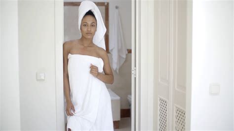 Woman Wearing Bath Towel Stock Footage Sbv 303198295 Storyblocks